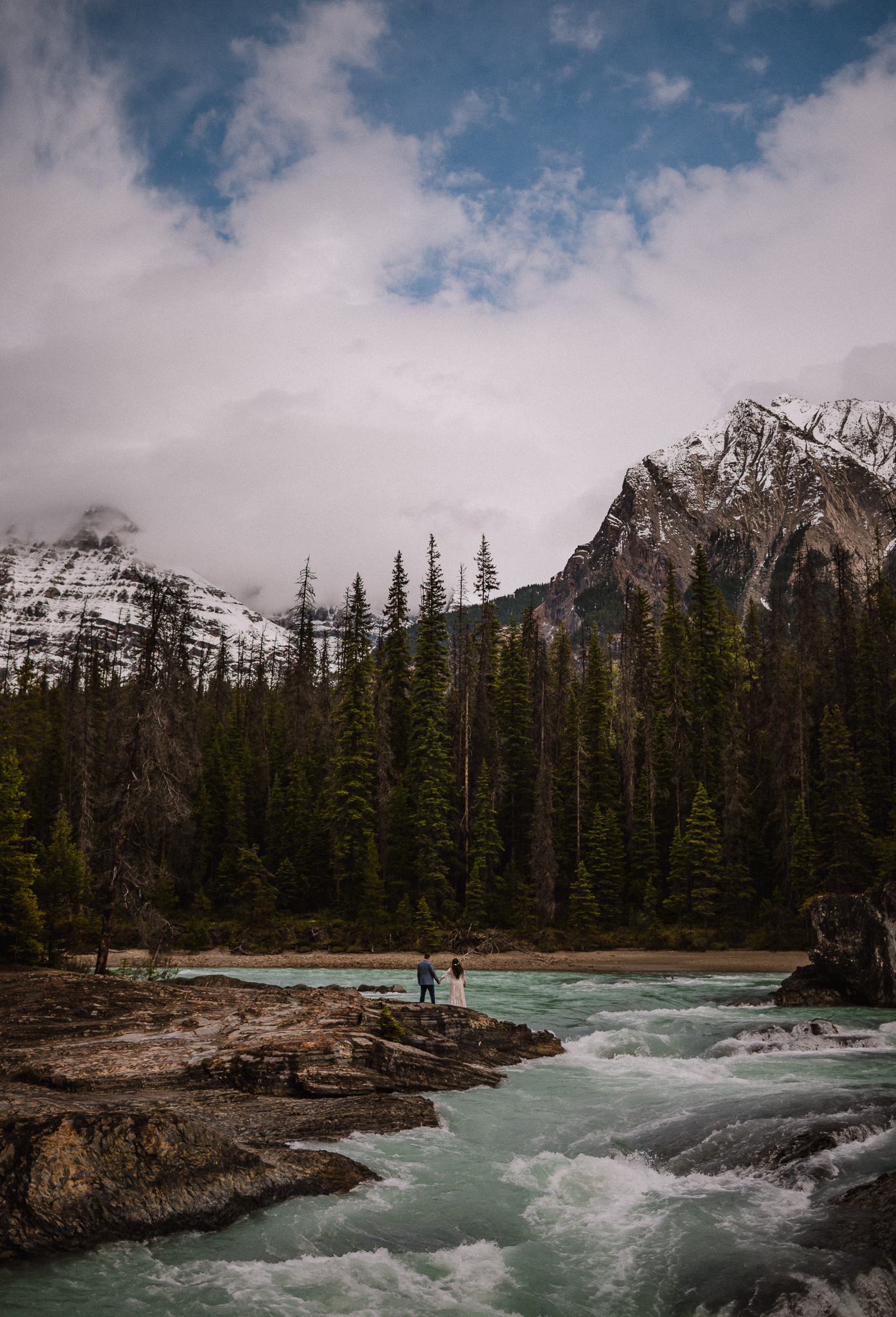 Portrait of bride and groom at Yoho National Park
